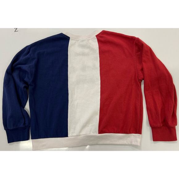 IML~Issaac Morris Limited Large Women's Sweatshirt Color Block Red White Blue - Picture 2 of 8